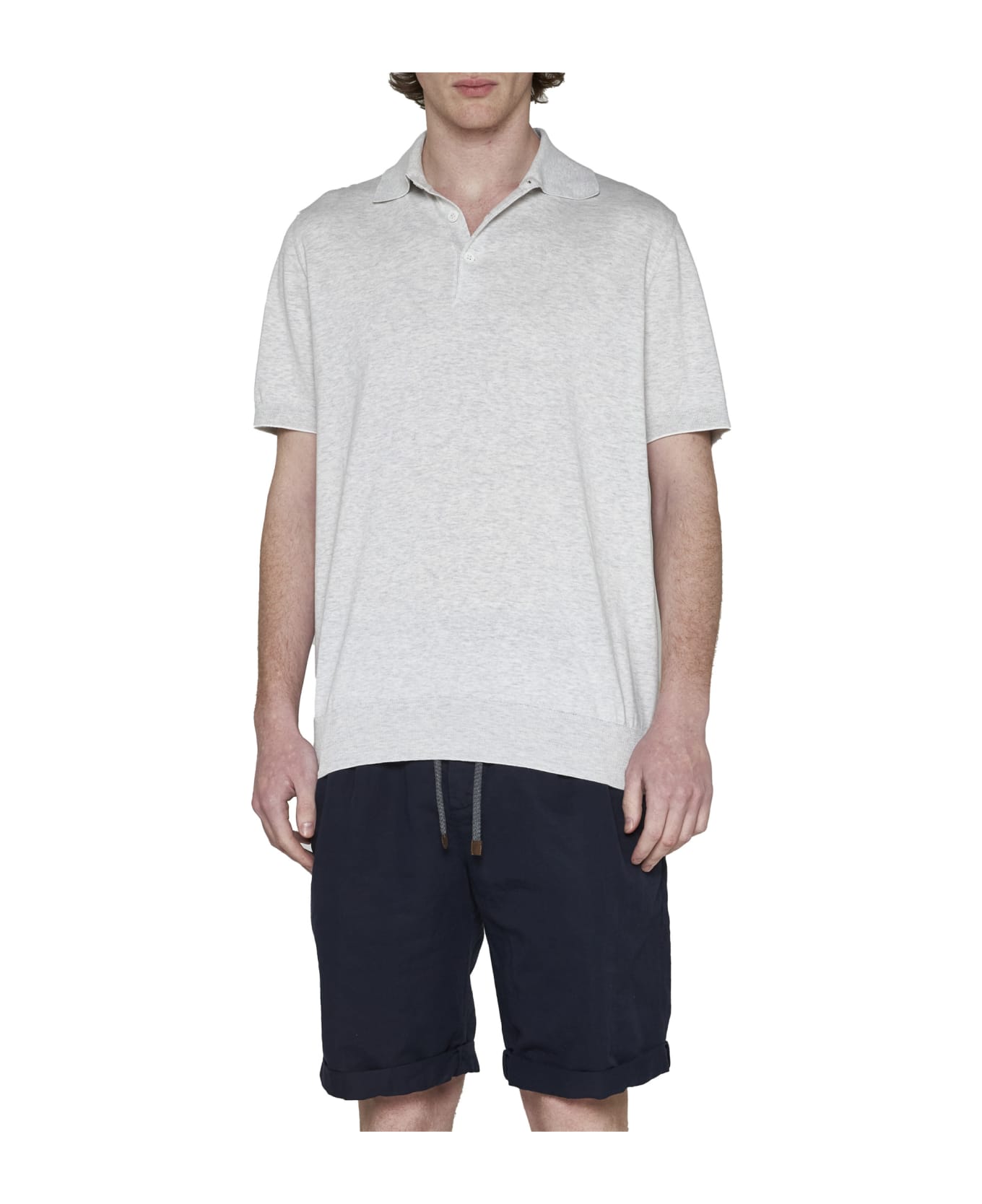 BRUNELLO CUCINELLI MEN'S BLUE LINEN BLEND TAILORED SHORTS