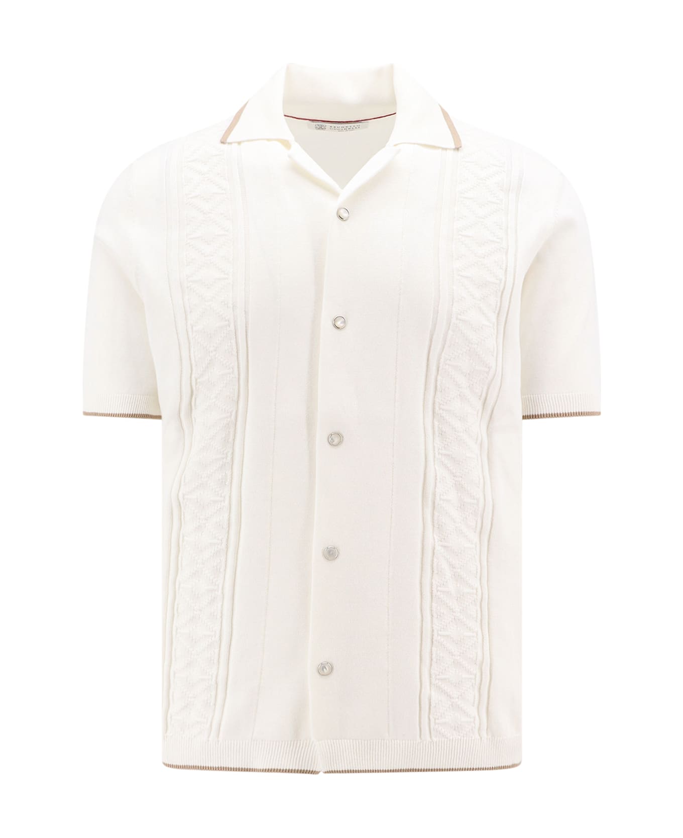 BRUNELLO CUCINELLI MEN'S CREAM SHORT SLEEVE SWEATER