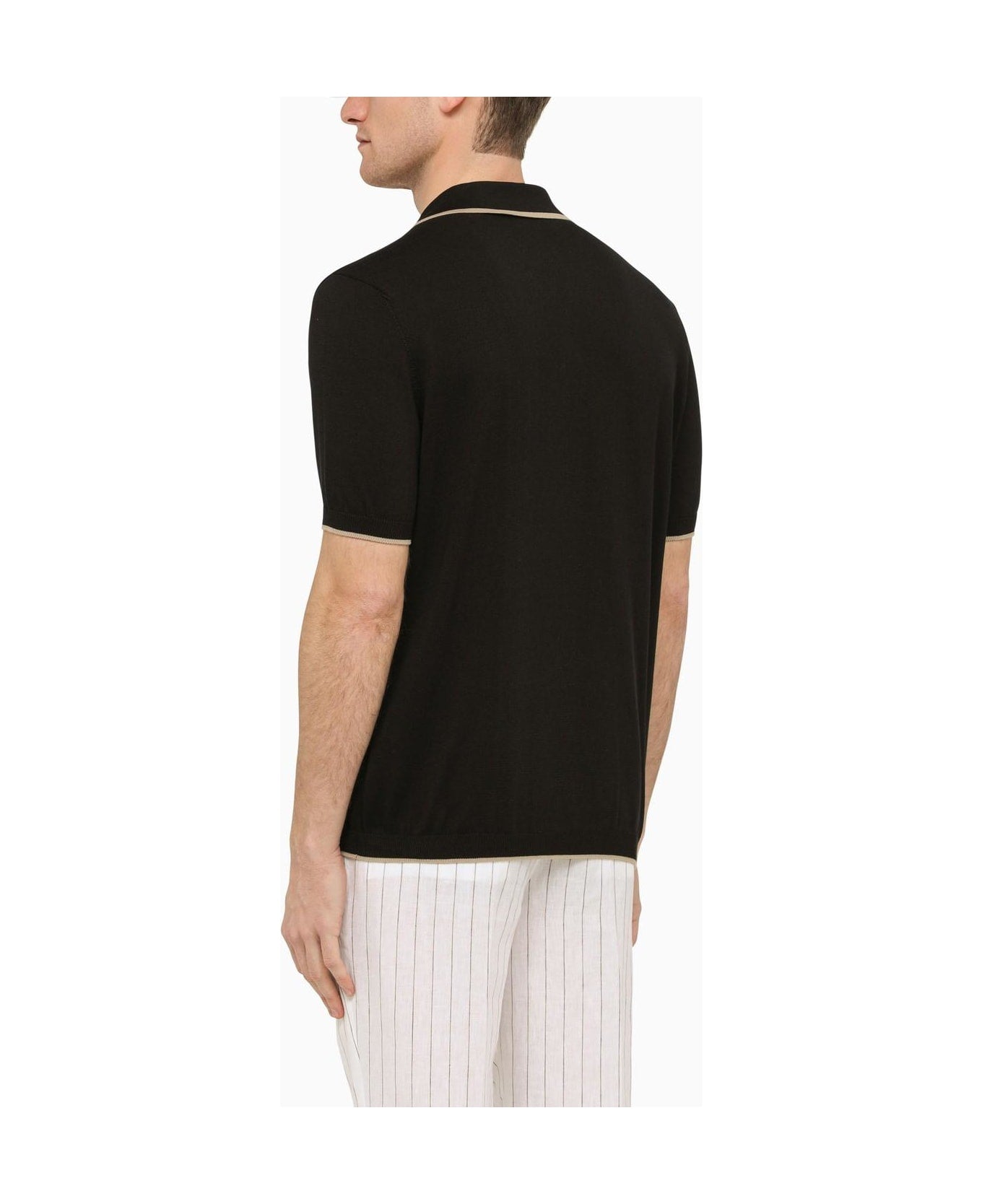 BRUNELLO CUCINELLI MEN'S BLACK SHORT SLEEVE SWEATER
