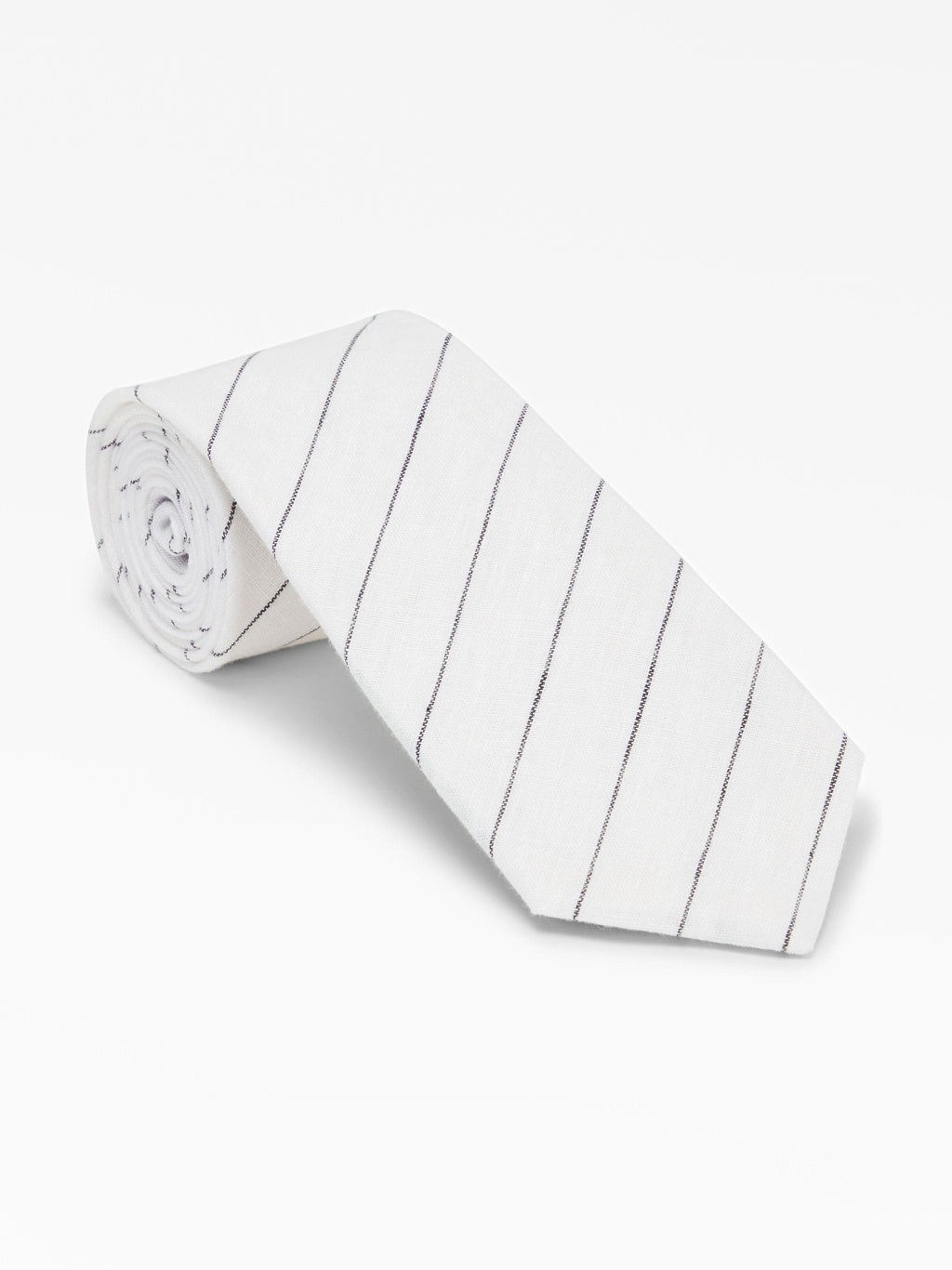 BRUNELLO CUCINELLI MEN'S WHITE LINEN STRIPED TIE