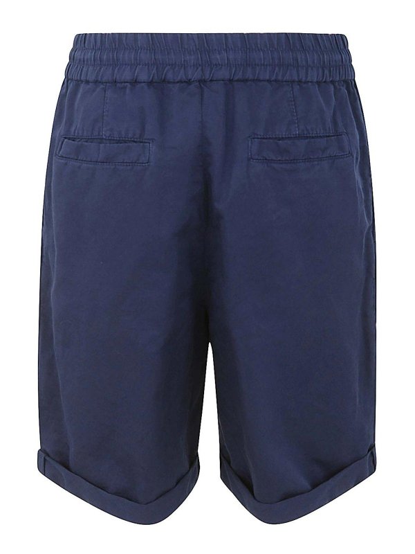 BRUNELLO CUCINELLI MEN'S PRUSSIAN BLUE LINEN BLEND SHORTS