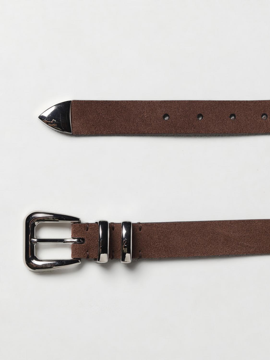 BRUNELLO CUCINELLI MEN'S BROWN LEATHER BELT WITH BUCKLE