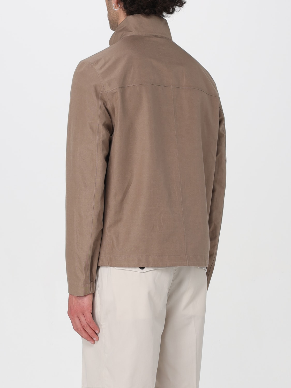BRUNELLO CUCINELLI MEN'S CIGAR LINEN SILK ZIP JACKET