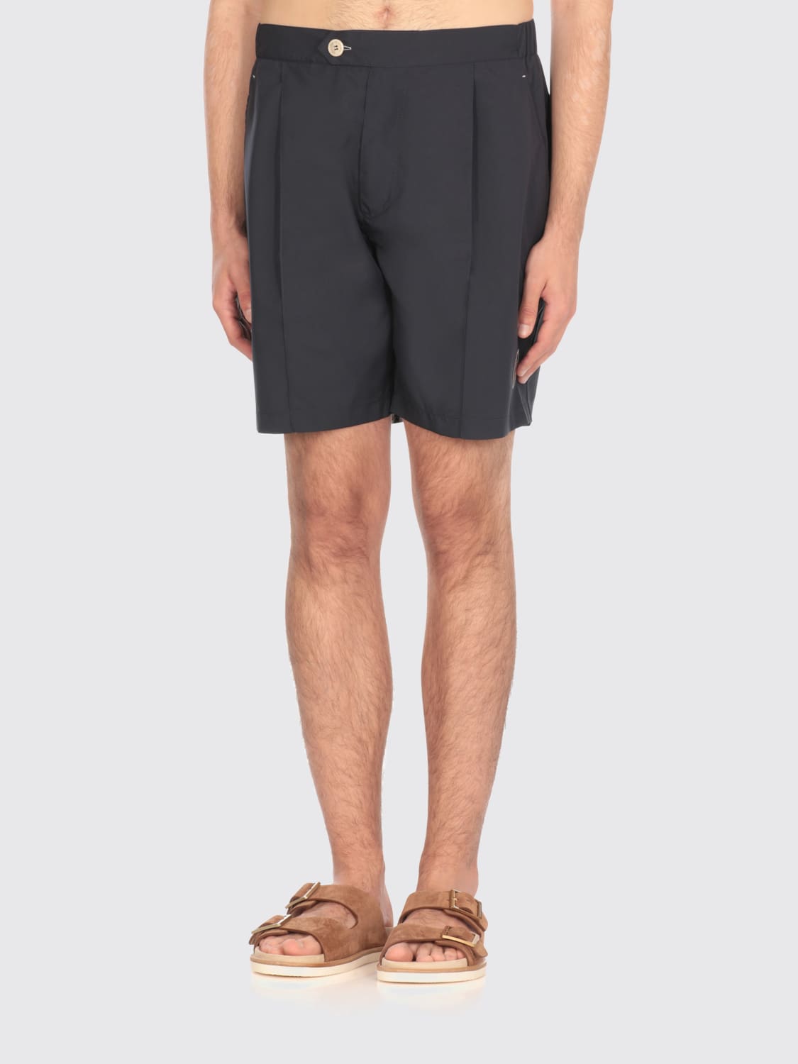 BRUNELLO CUCINELLI MEN'S DARK BLUE TAILORED SHORTS