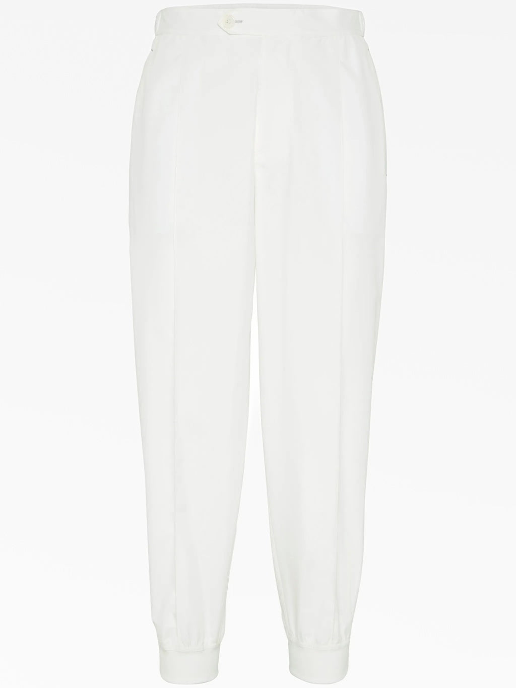 BRUNELLO CUCINELLI MEN'S WHITE TAILORED TROUSERS WITH CUFFS