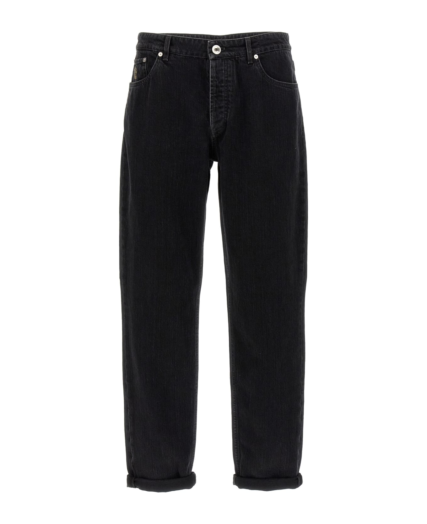 BRUNELLO CUCINELLI MEN'S DARK GREY TAILORED TROUSERS
