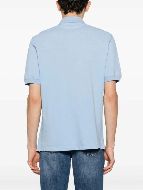 BRUNELLO CUCINELLI MEN'S LIGHT BLUE COTTON POLO SHIRT