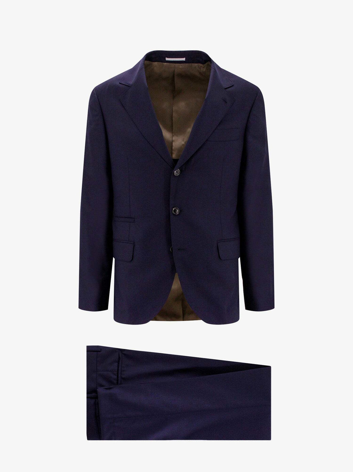 BRUNELLO CUCINELLI MEN'S BLUE WOOL SILK TAILORED SUIT