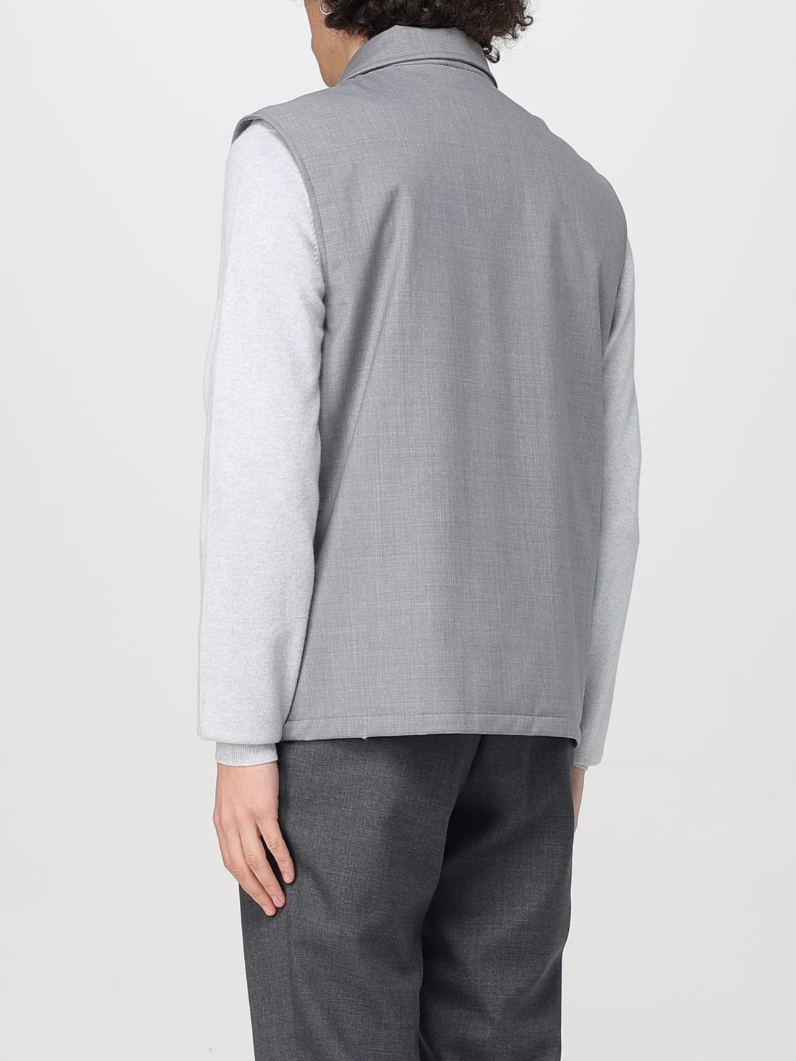BRUNELLO CUCINELLI MEN'S LIGHT GREY WOOL JACKET