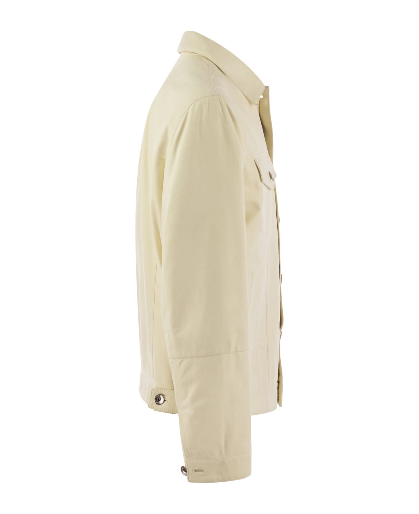 BRUNELLO CUCINELLI MEN'S CREAM TAILORED JACKET WITH POCKETS