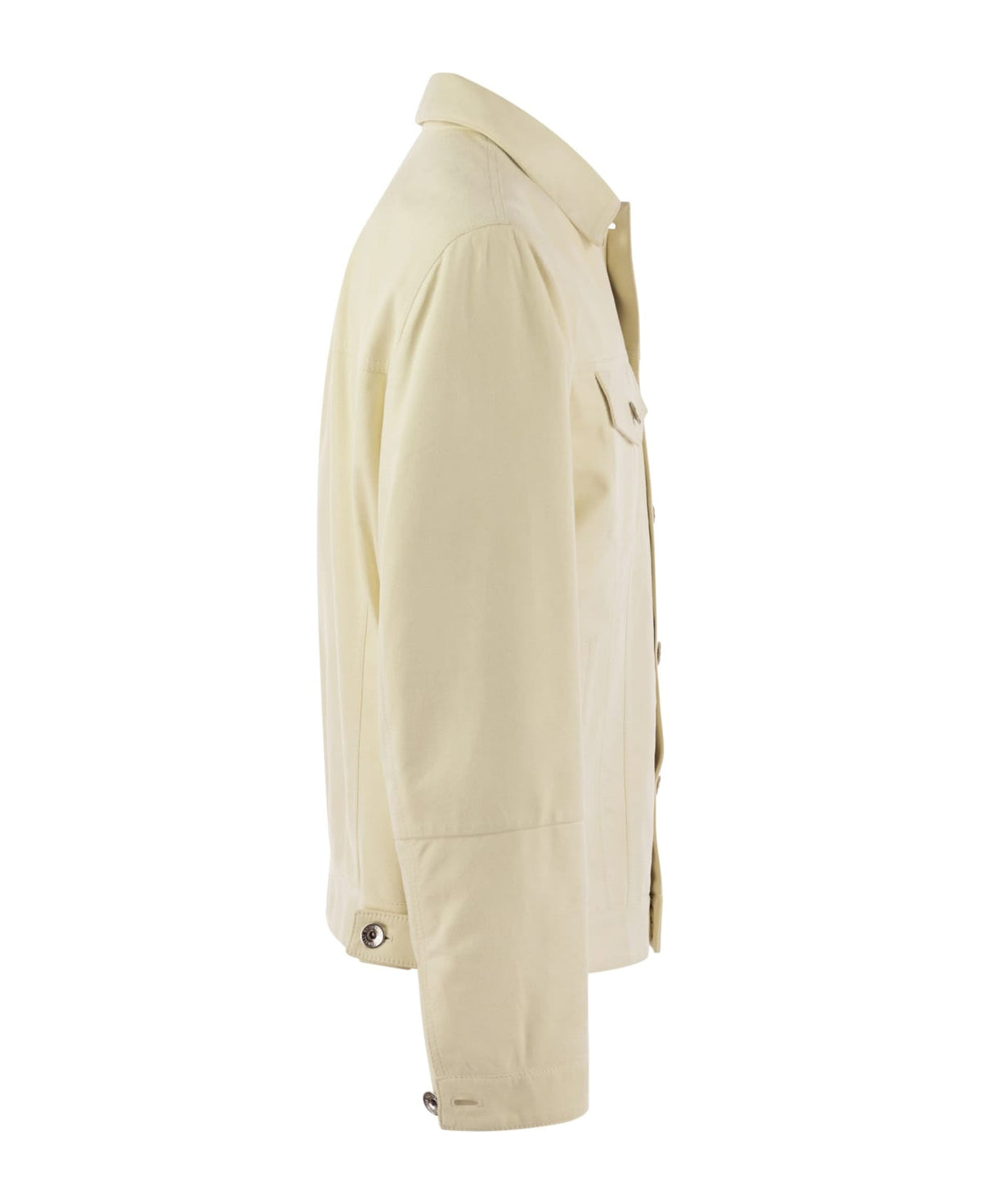 BRUNELLO CUCINELLI MEN'S CREAM TAILORED COTTON JACKET