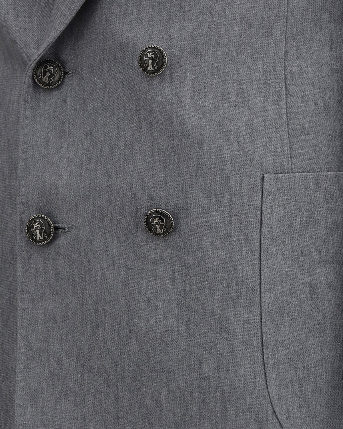 BRUNELLO CUCINELLI MEN'S GREY LINEN DOUBLE BREASTED SUIT