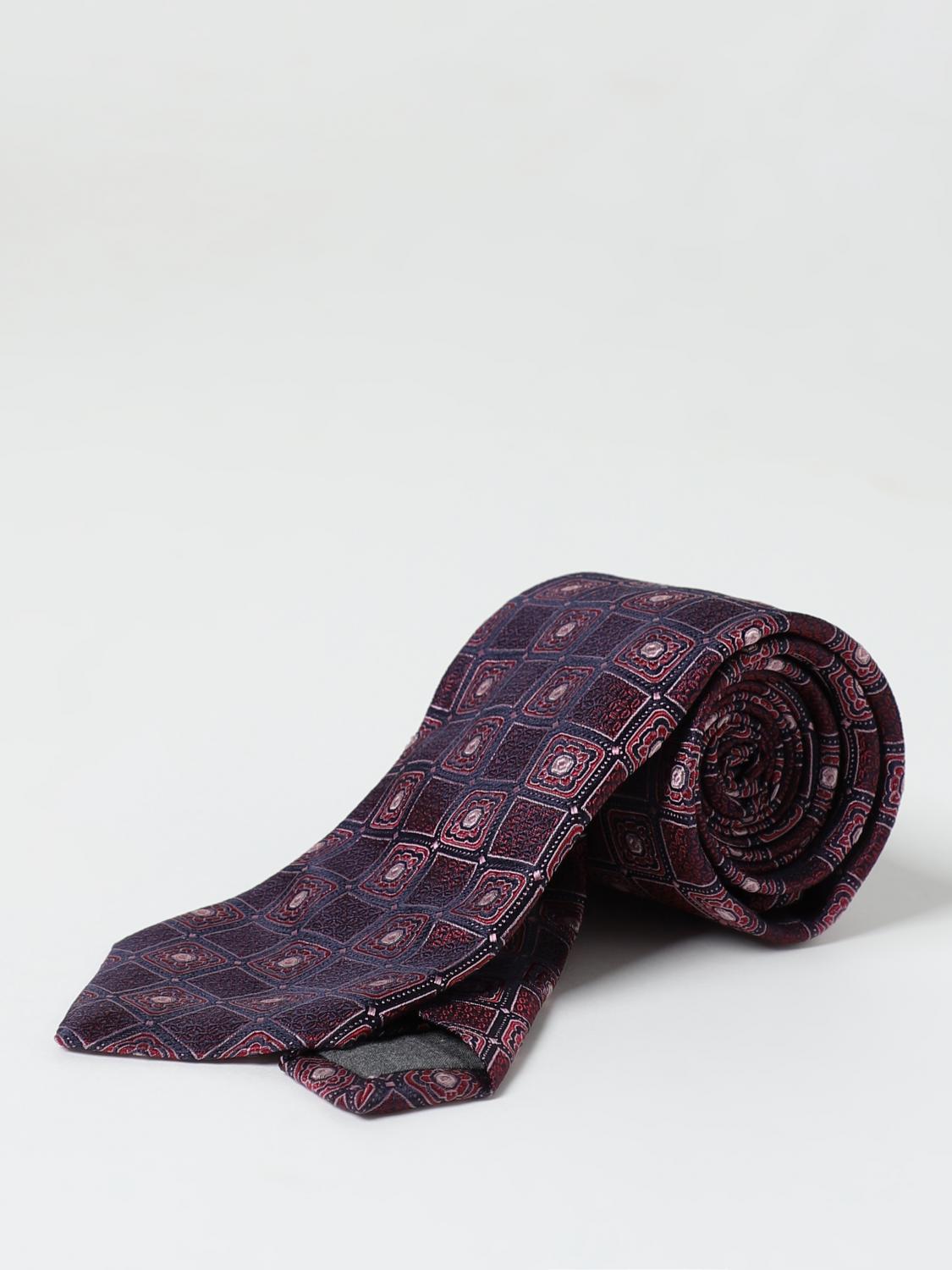 BRUNELLO CUCINELLI MEN'S RED SILK PATTERNED TIE