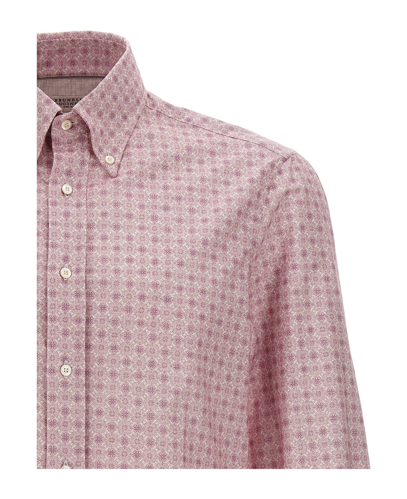 BRUNELLO CUCINELLI MEN'S ROSE PATTERNED BUTTON-UP SHIRT