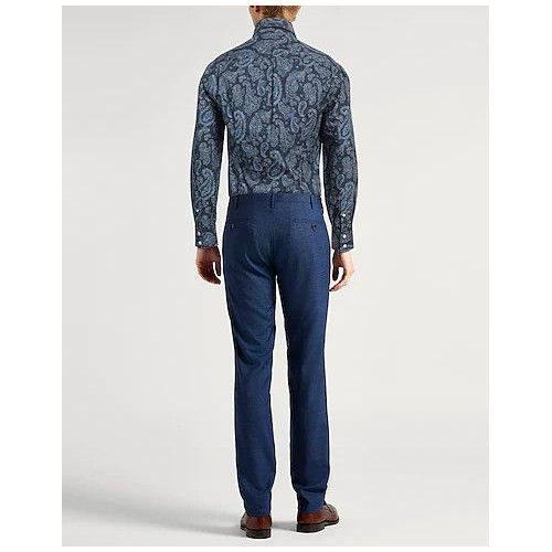 BRUNELLO CUCINELLI MEN'S BLUE PAISLEY BUTTON-UP SHIRT