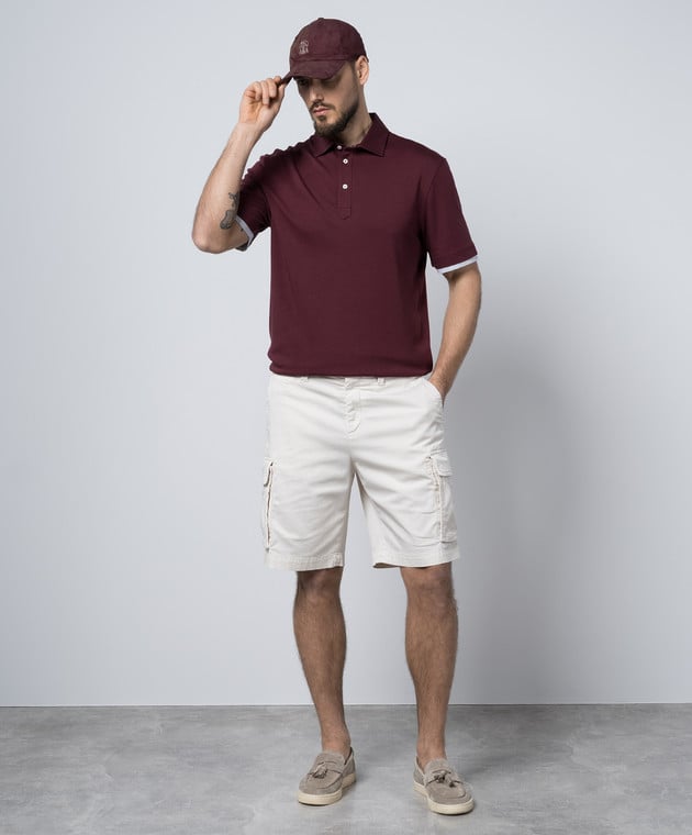 BRUNELLO CUCINELLI MEN'S DARK RED COTTON SILK SHIRT