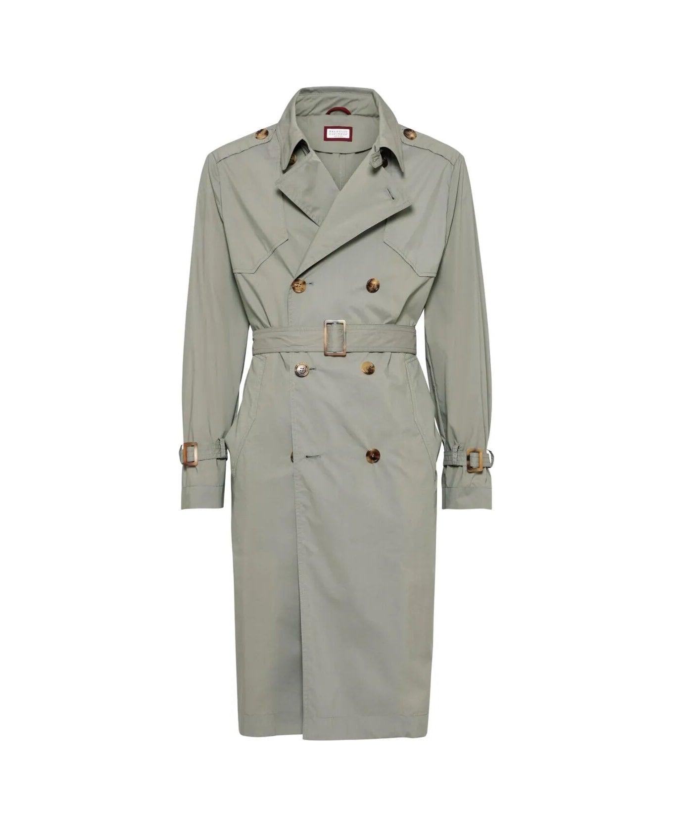 BRUNELLO CUCINELLI MEN'S LIGHT GREEN BELTED JACKET