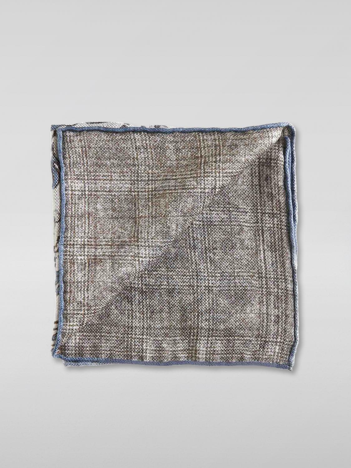 BRUNELLO CUCINELLI MEN'S OFF WHITE SILK LINEN POCKETSQUARE