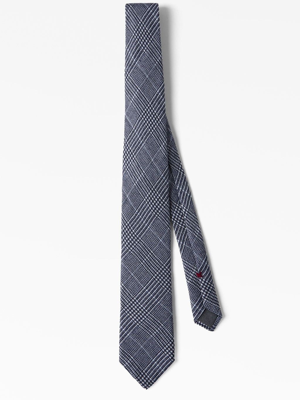 BRUNELLO CUCINELLI MEN'S NAVY LINEN SILK PLAID TIE