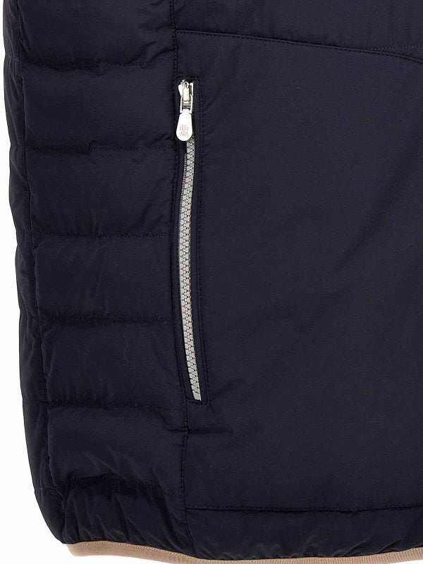 BRUNELLO CUCINELLI MEN'S NAVY QUILTED ZIP VEST