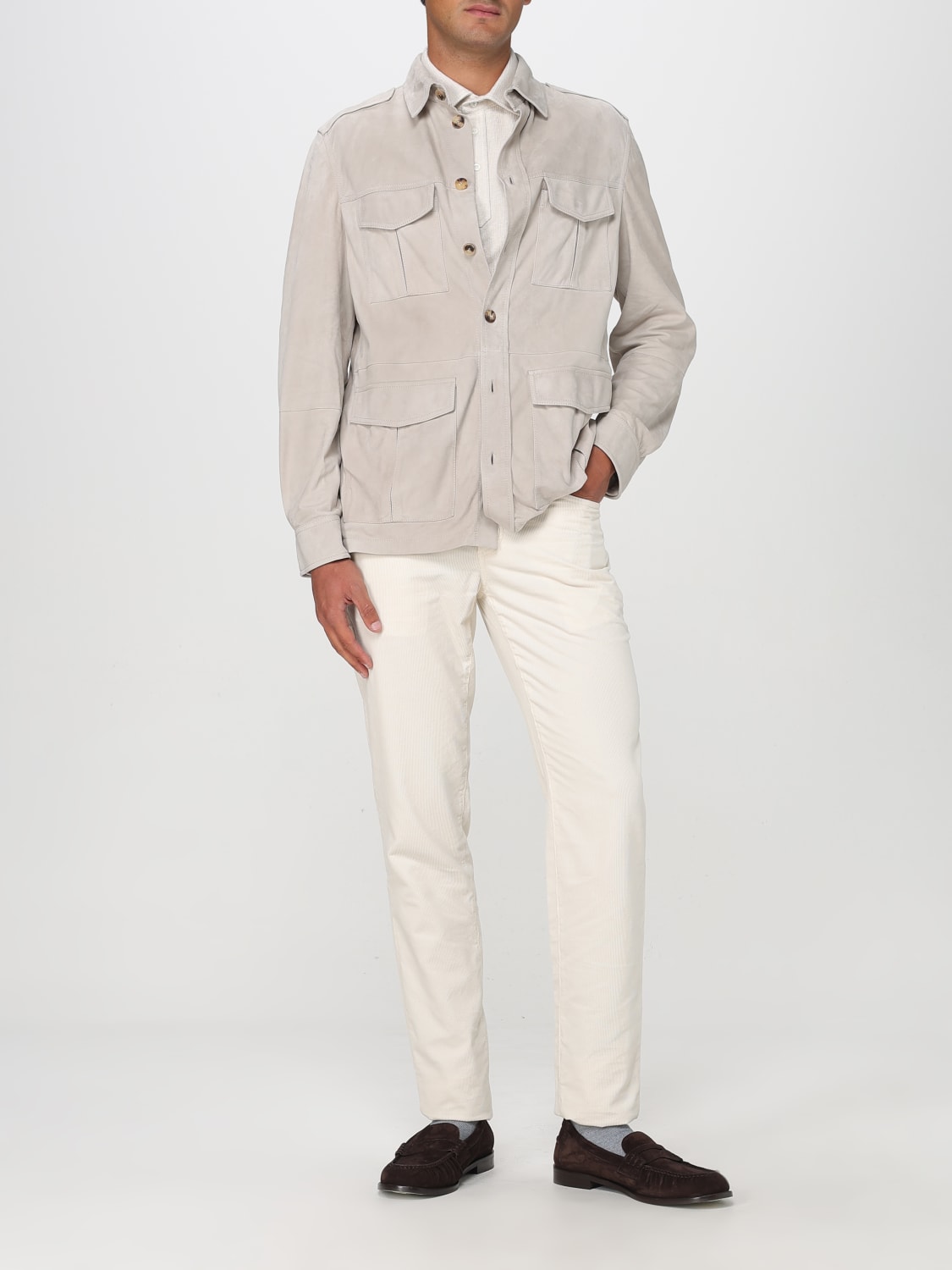 BRUNELLO CUCINELLI MEN'S ROPE SUEDE UTILITY JACKET