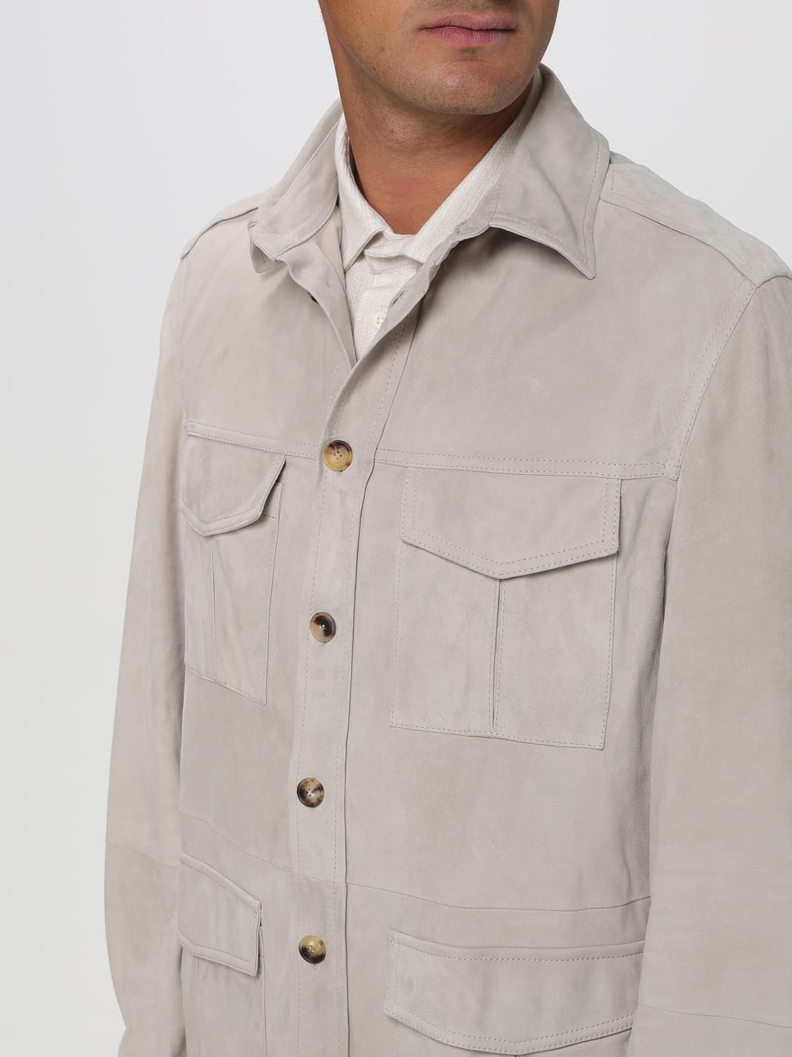 BRUNELLO CUCINELLI MEN'S ROPE SUEDE UTILITY JACKET