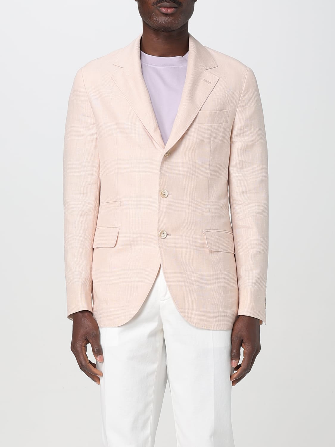 BRUNELLO CUCINELLI MEN'S CHERRY BLOSSOM WOOL LINEN BLAZER