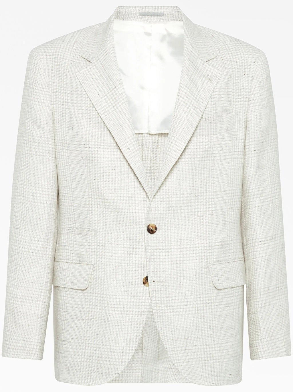 BRUNELLO CUCINELLI MEN'S IVORY LINEN WOOL BLEND BLAZER