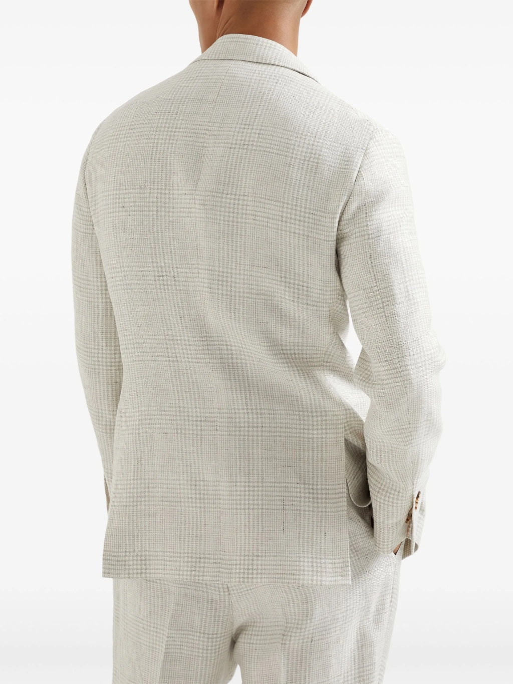 BRUNELLO CUCINELLI MEN'S IVORY LINEN WOOL BLAZER