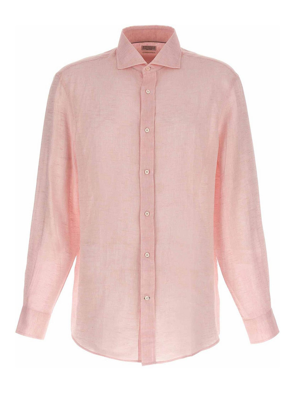 BRUNELLO CUCINELLI MEN'S FLAMINGO LINEN BUTTON-UP SHIRT