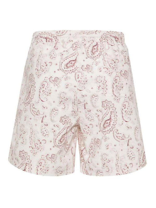 BRUNELLO CUCINELLI MEN'S RED PAISLEY PATTERNED SHORTS