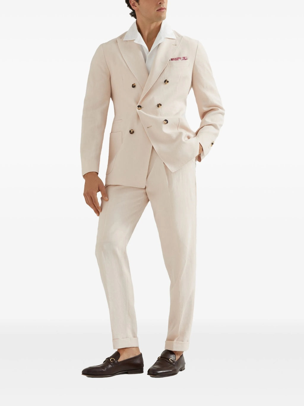 BRUNELLO CUCINELLI MEN'S CHERRY BLOSSOM LINEN TAILORED TROUSERS