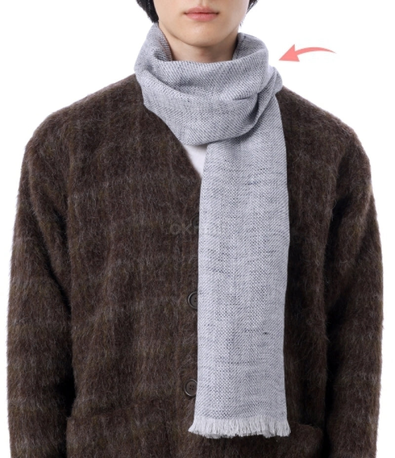 BRUNELLO CUCINELLI MEN'S GRAY LINEN SCARF