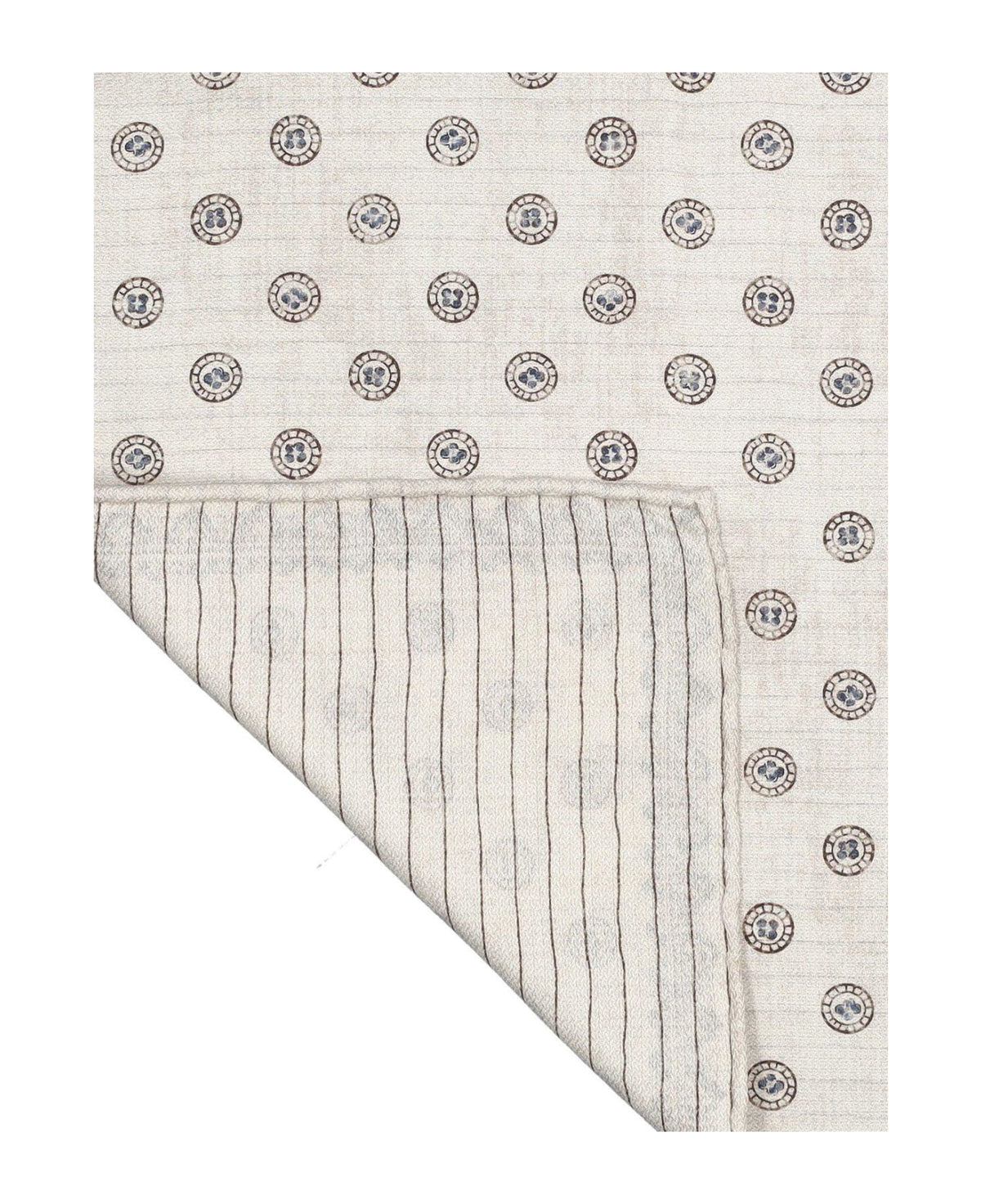 BRUNELLO CUCINELLI MEN'S SAND AND TURQUOISE SILK POCKETSQUARE