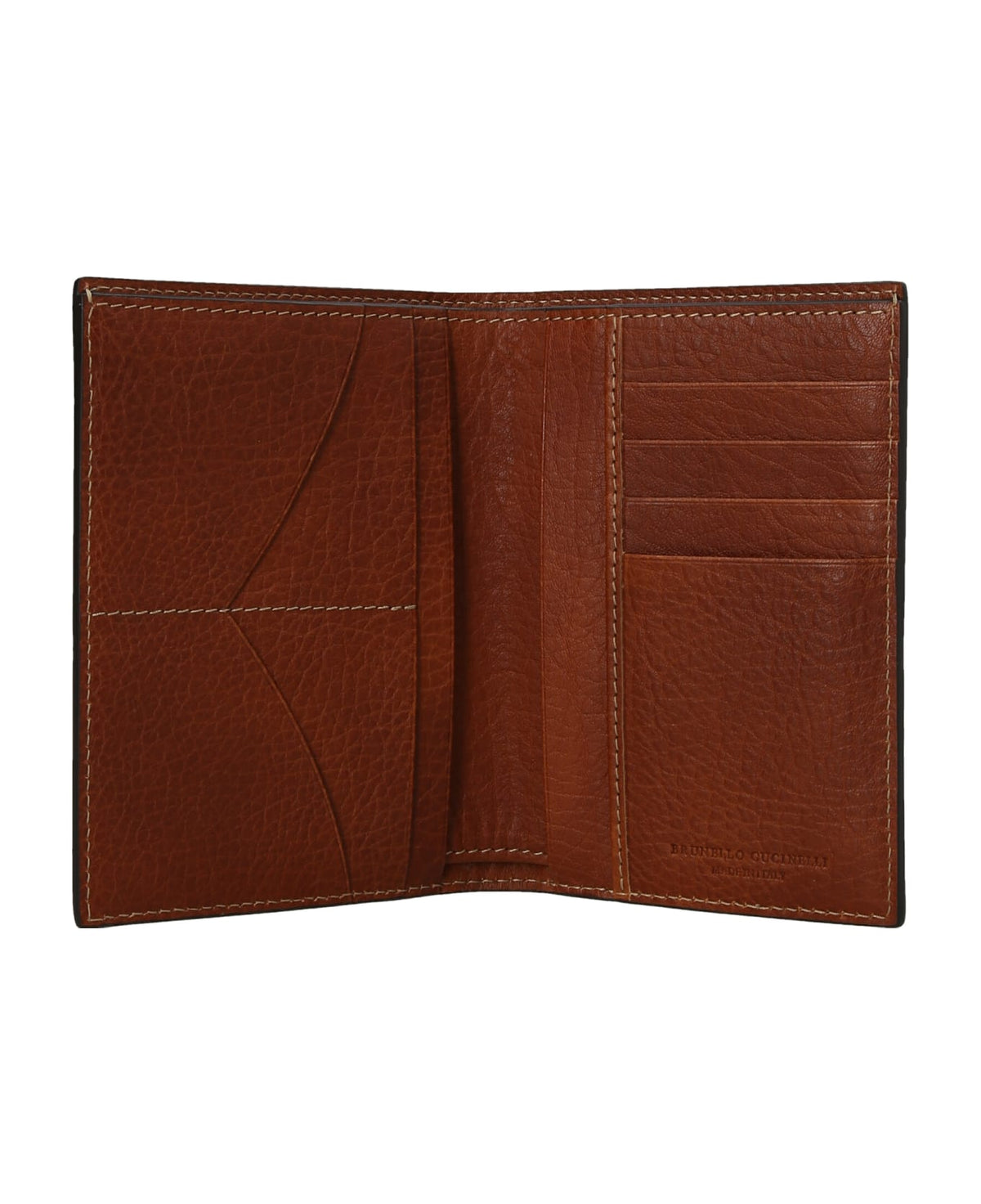 BRUNELLO CUCINELLI MEN'S COPPER LEATHER PASSPORT HOLDER
