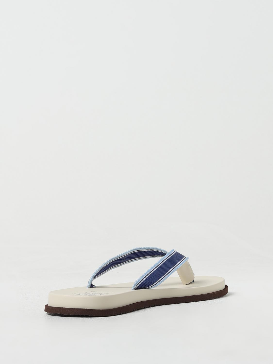 BRUNELLO CUCINELLI MEN'S DENIM AND WHITE LEATHER SANDALS