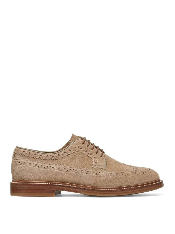 BRUNELLO CUCINELLI MEN'S NOISETTE LEATHER BROGUE OXFORD SHOES