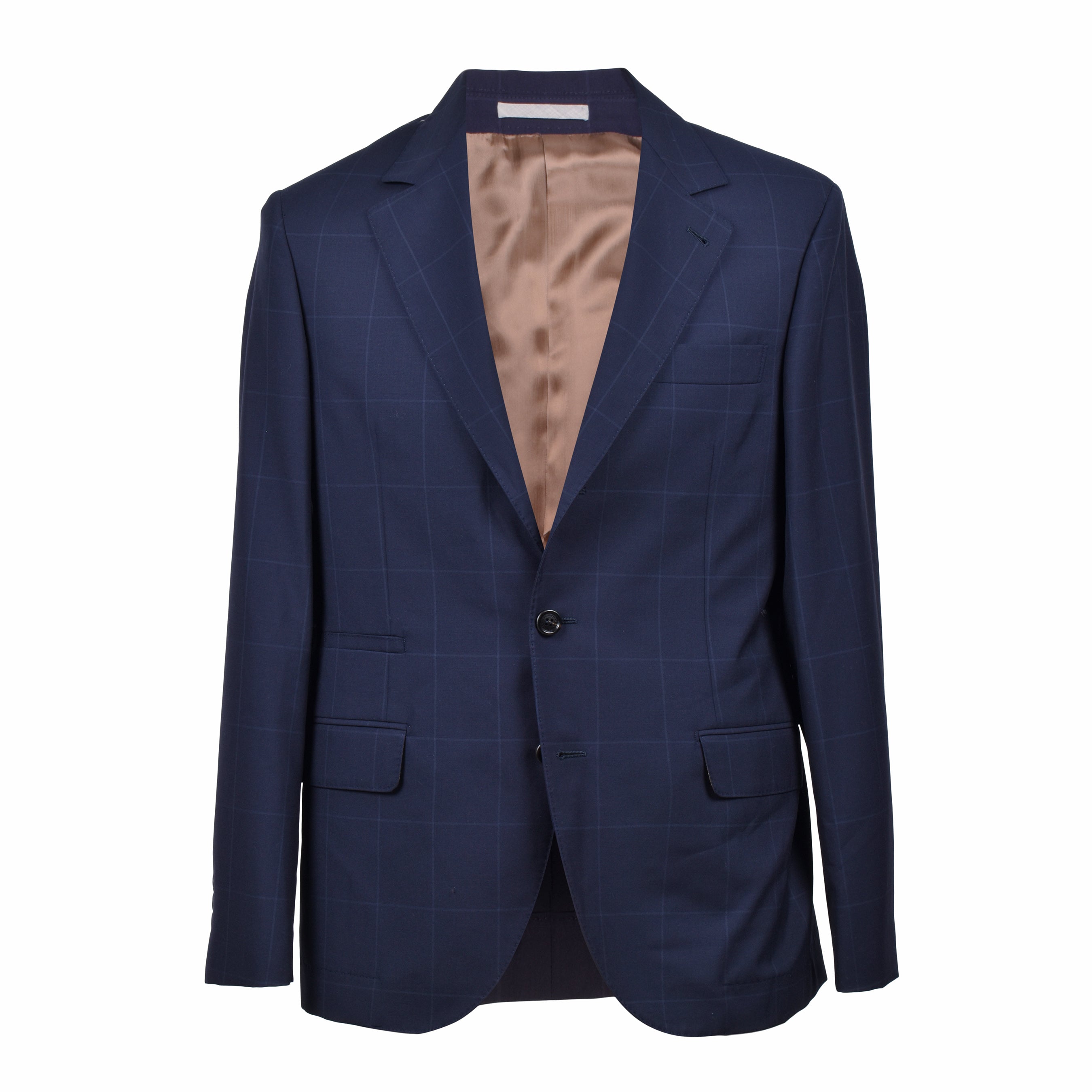 BRUNELLO CUCINELLI MEN'S NAVY VIRGIN WOOL THREE-BUTTON SUIT
