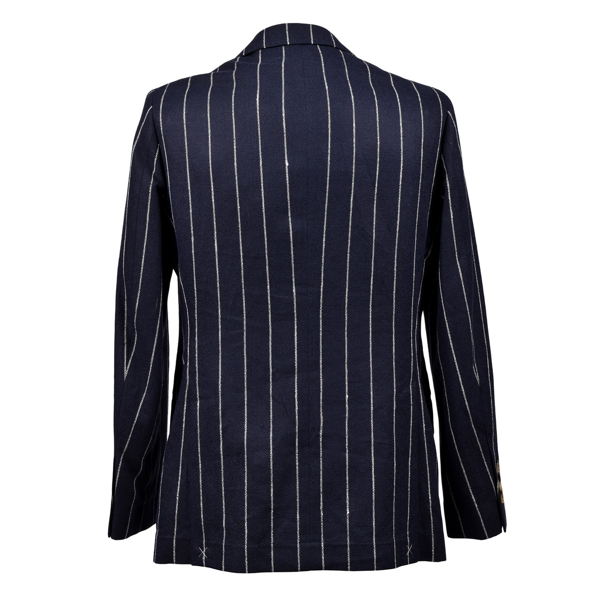 BRUNELLO CUCINELLI MEN'S NAVY STRIPED LINEN SUIT