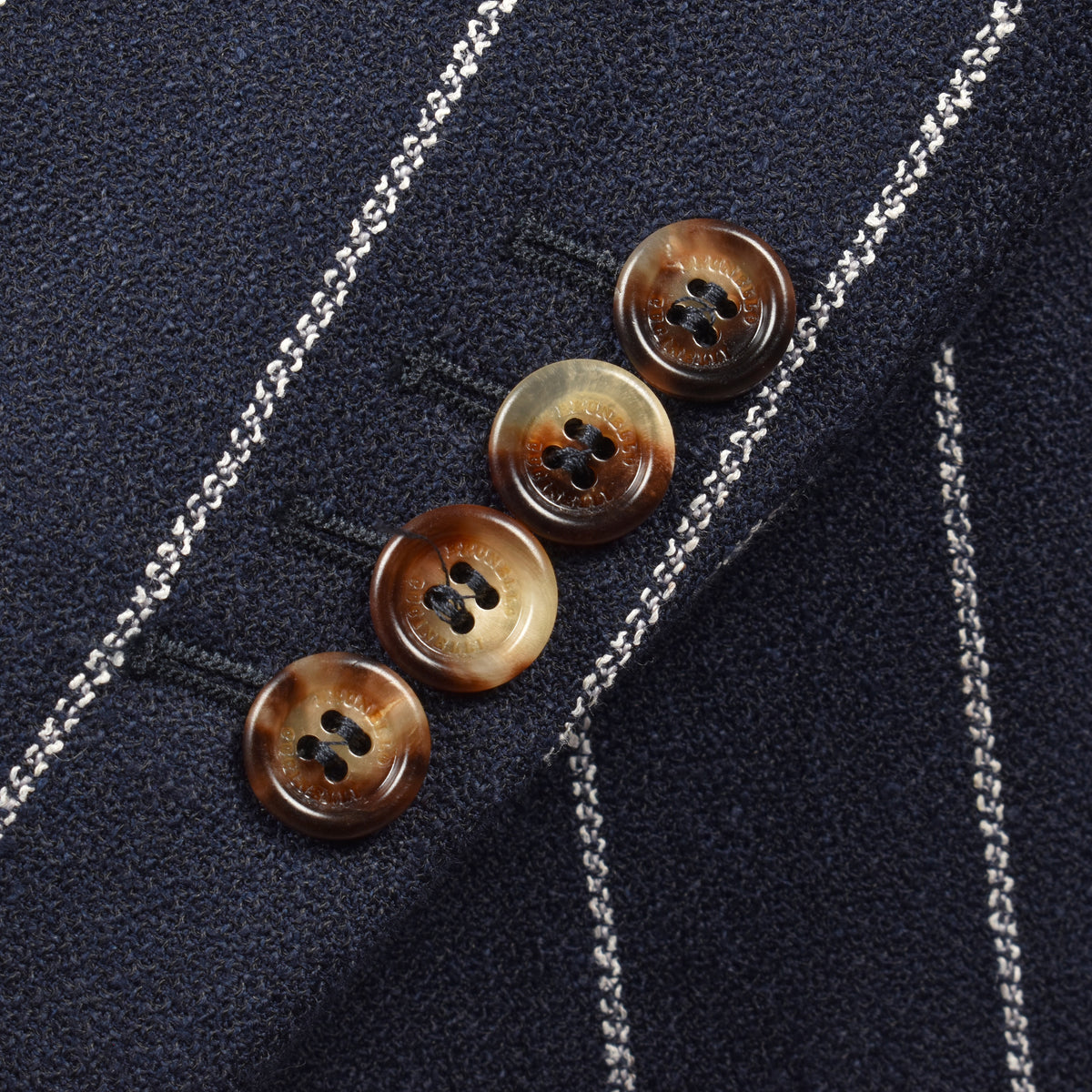 BRUNELLO CUCINELLI MEN'S NAVY STRIPED LINEN SUIT