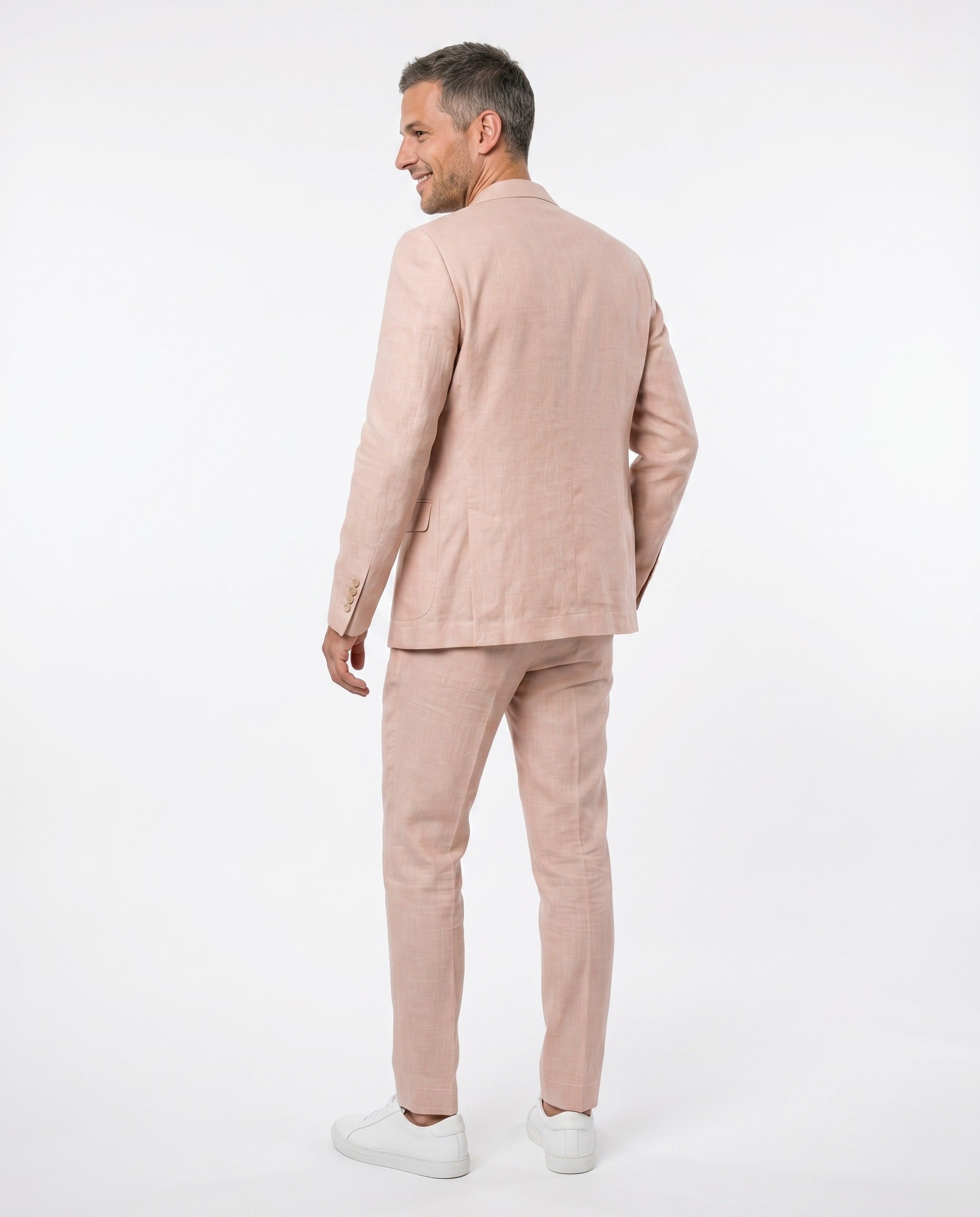 BRUNELLO CUCINELLI MEN'S PAPAYA WOOL LINEN BLEND SUIT