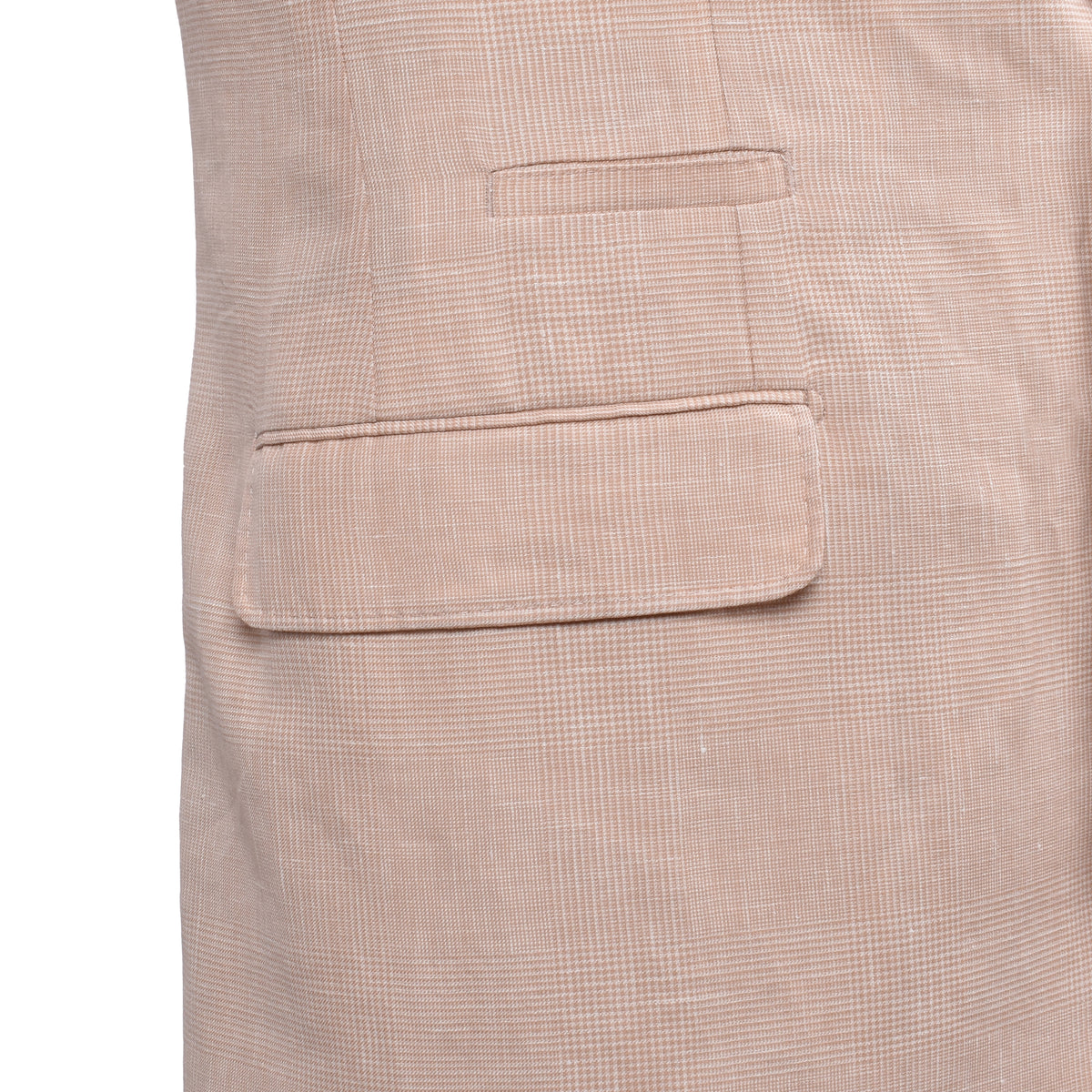 BRUNELLO CUCINELLI MEN'S LIGHT PINK WOOL LINEN SUIT