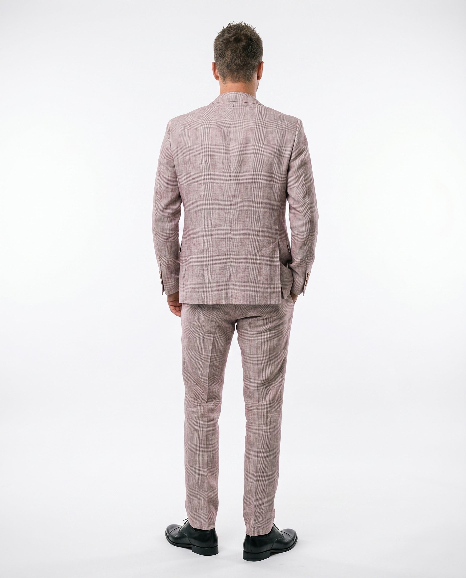 BRUNELLO CUCINELLI MEN'S GREY LINEN THREE-BUTTON SUIT JACKET