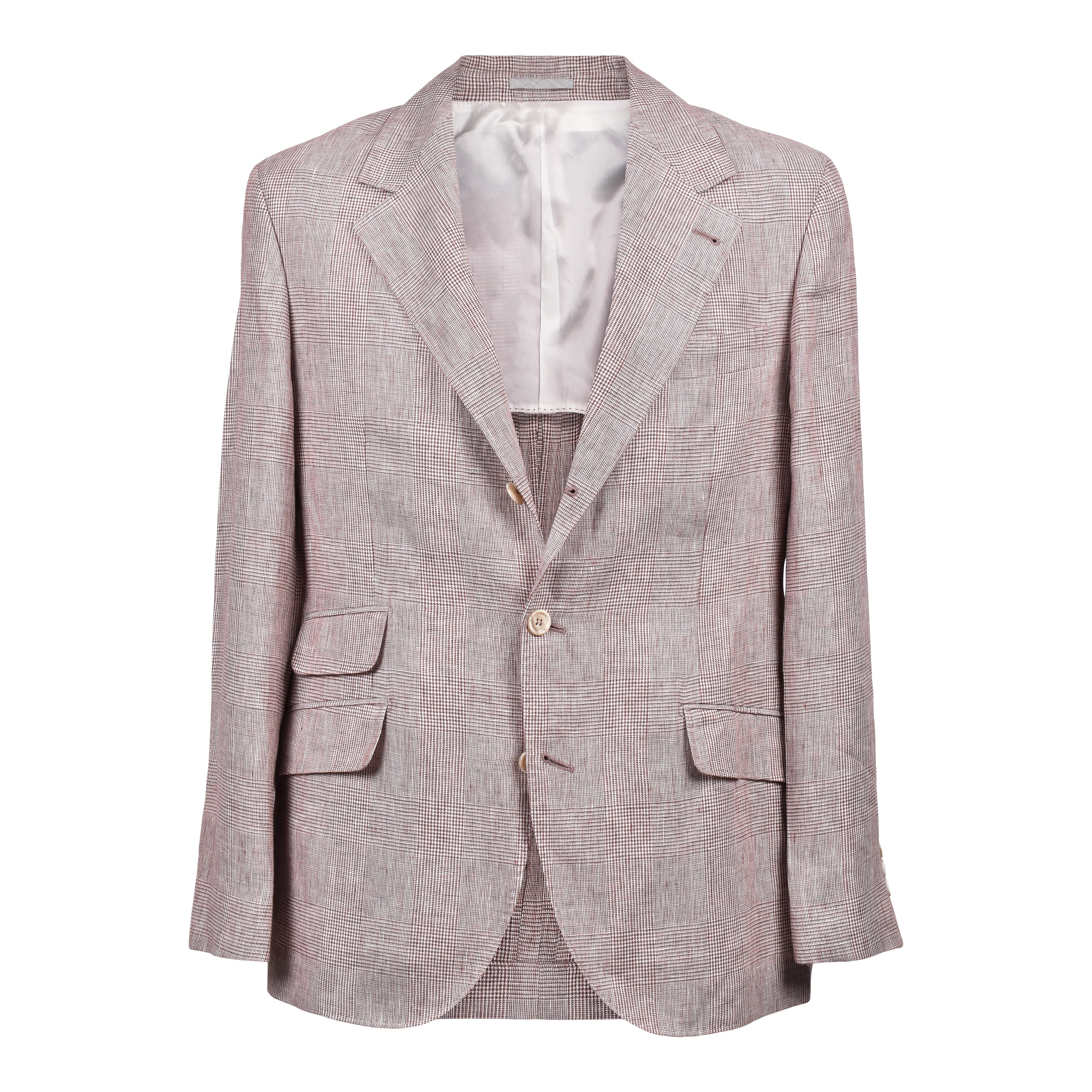 BRUNELLO CUCINELLI MEN'S GREY LINEN THREE-BUTTON SUIT JACKET