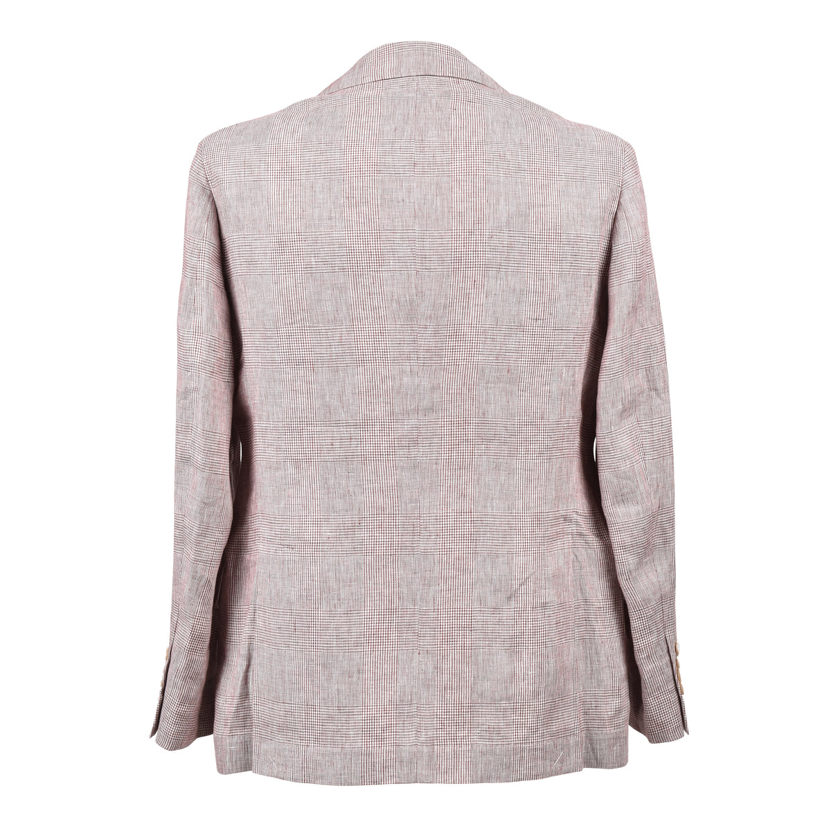 BRUNELLO CUCINELLI MEN'S LIGHT BROWN LINEN CHECKED SUIT