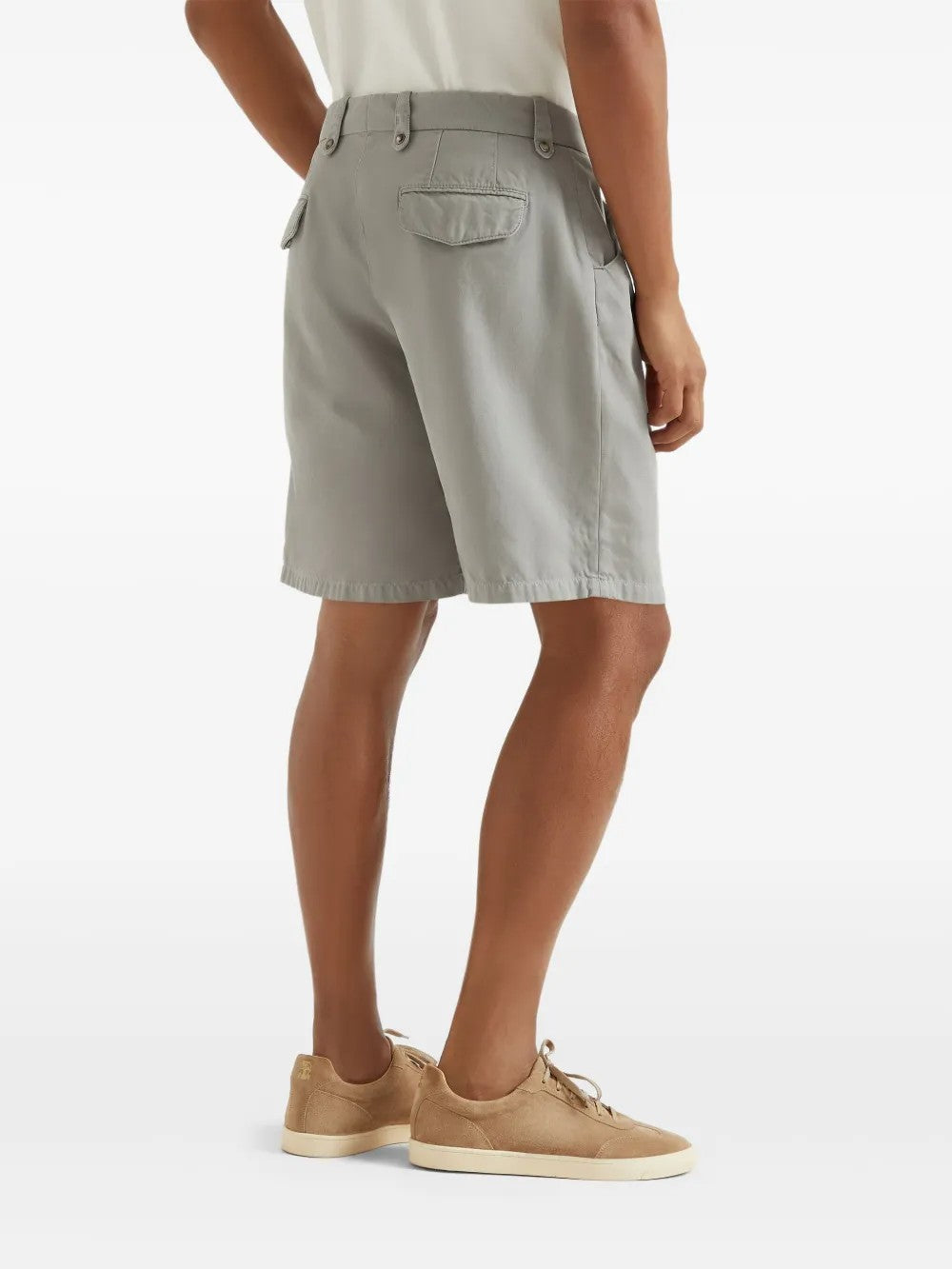 BRUNELLO CUCINELLI MEN'S KHAKI TAILORED SHORTS