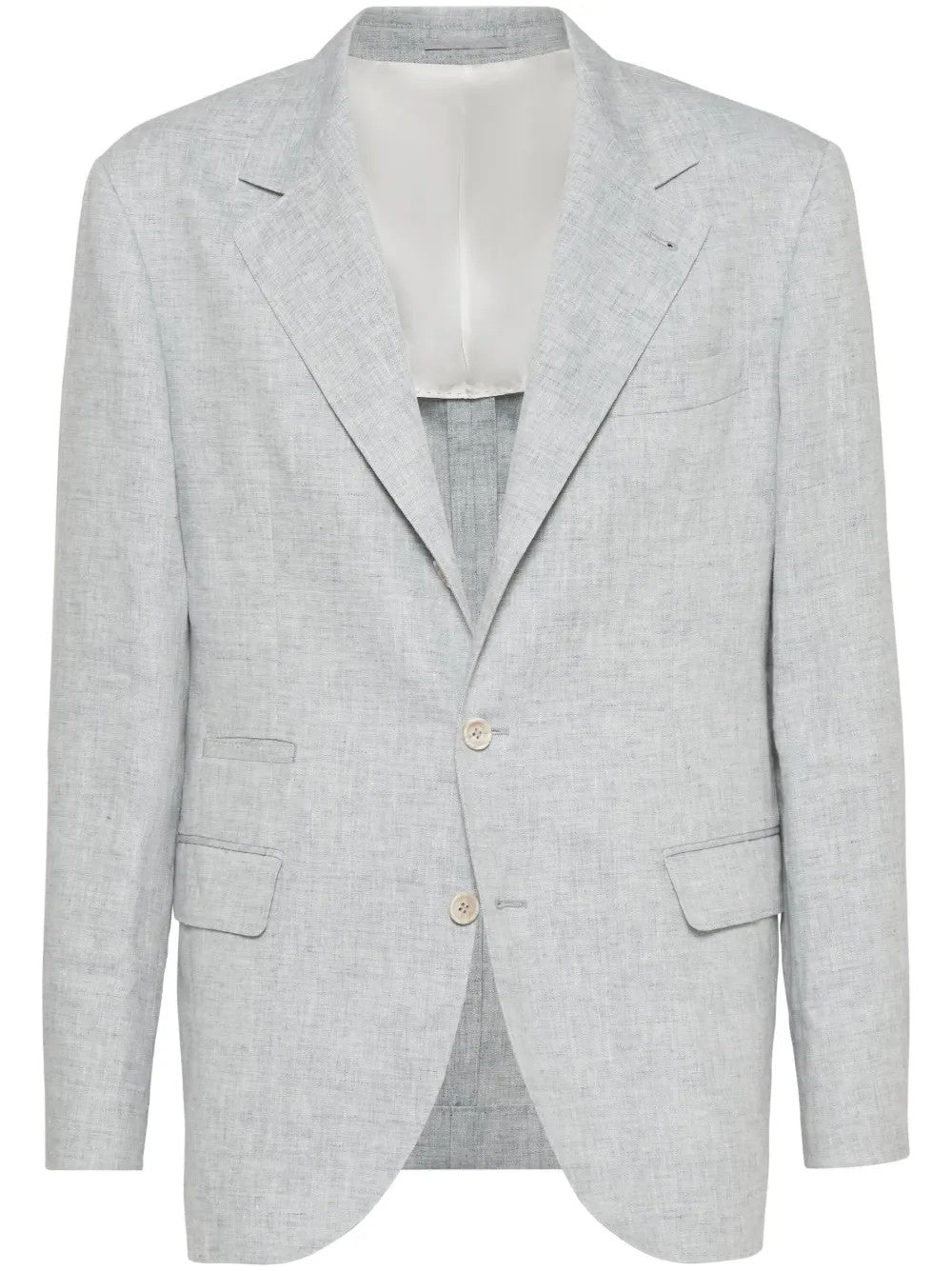 BRUNELLO CUCINELLI MEN'S LIGHT GREY LINEN BLAZER