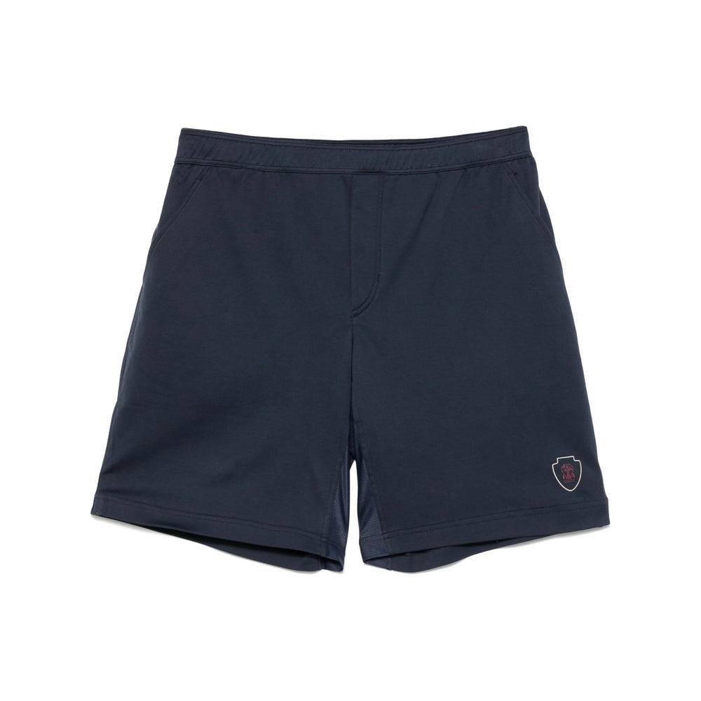 BRUNELLO CUCINELLI MEN'S BLUE TAILORED GYM SHORTS