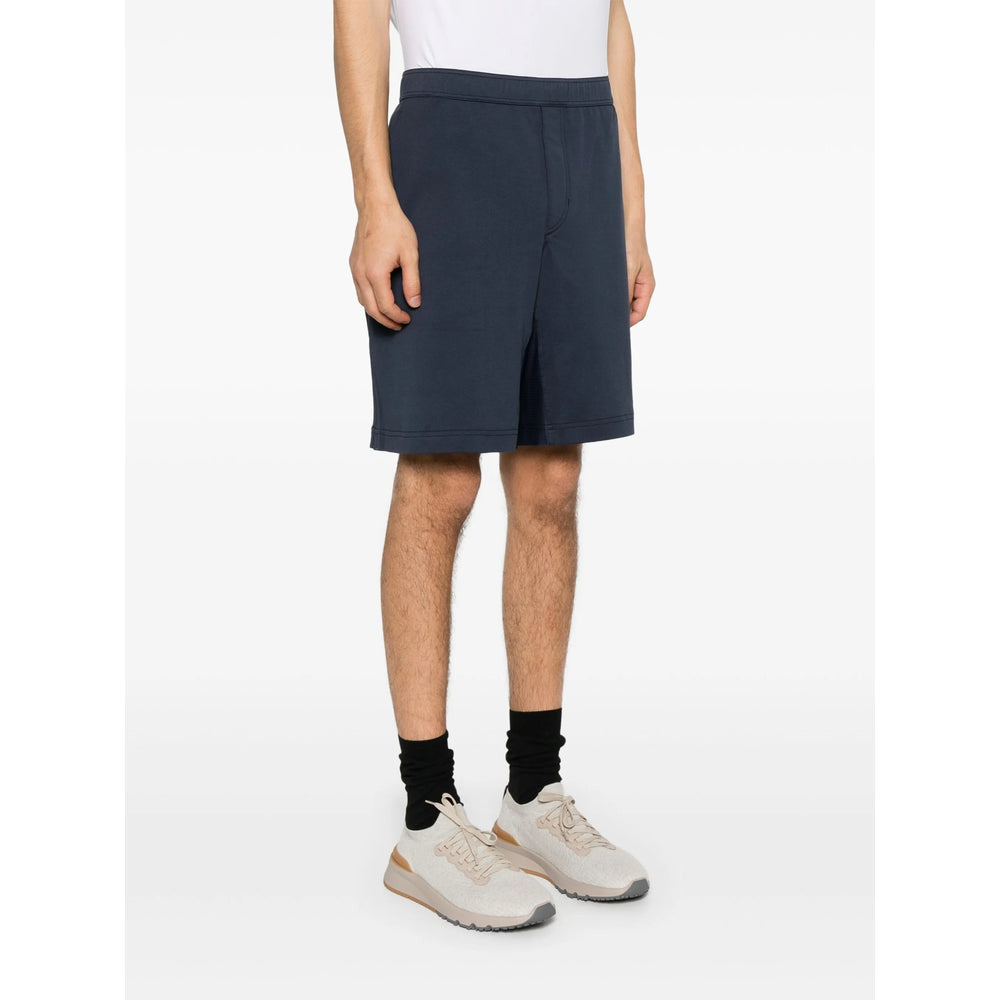 BRUNELLO CUCINELLI MEN'S BLUE TAILORED GYM SHORTS