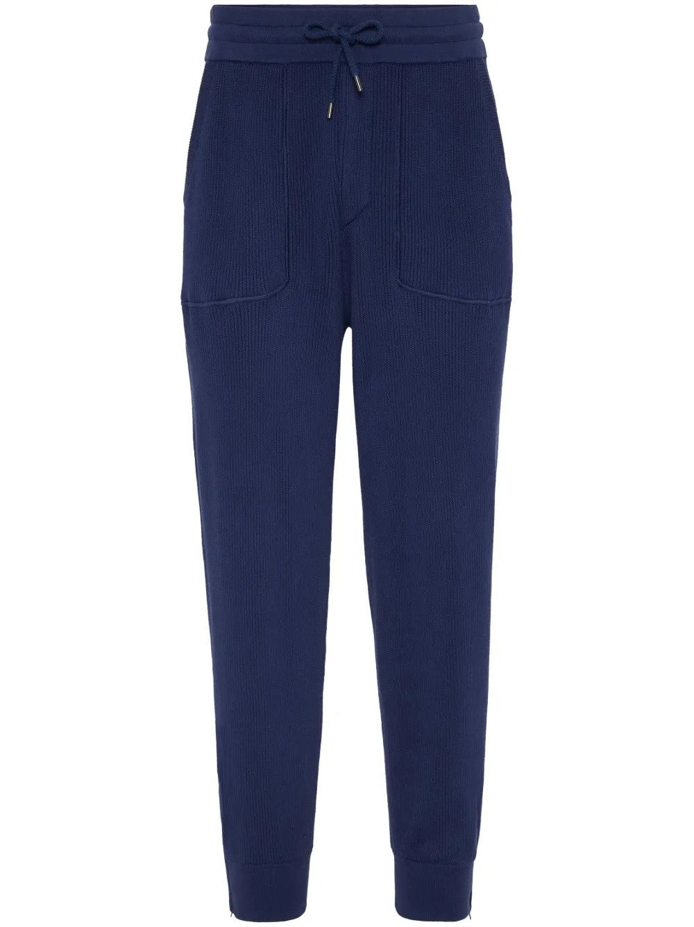 BRUNELLO CUCINELLI MEN'S GALAXY BLUE KNIT JOGGER TROUSERS